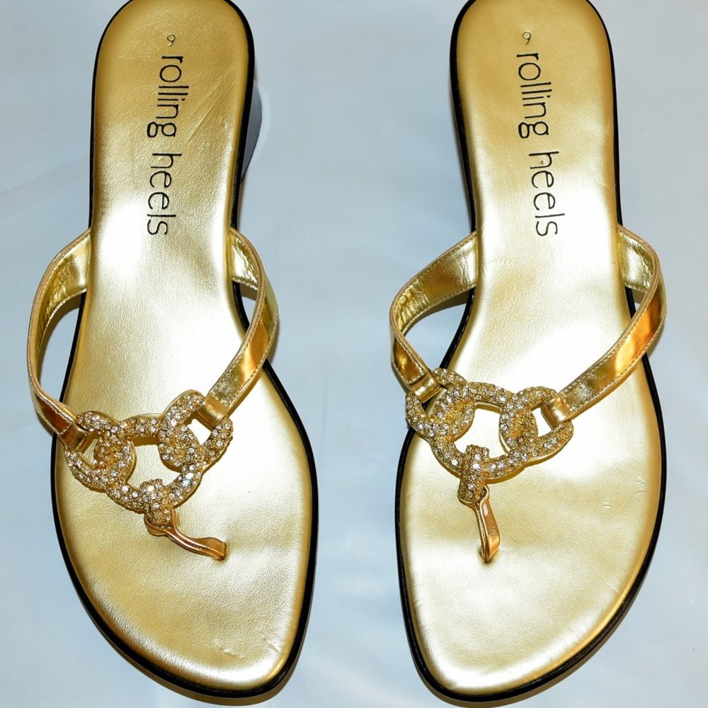 ROLLING HEELS GOLD LAME 2" HEELS